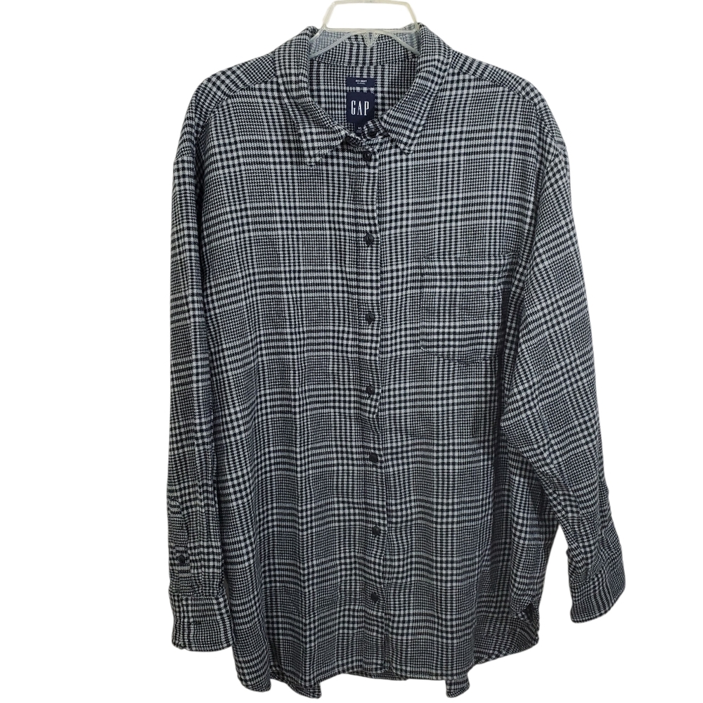NWT GAP Big Shirt Oversized Flannel Glen Plaid Houndstooth Size XL Button Up